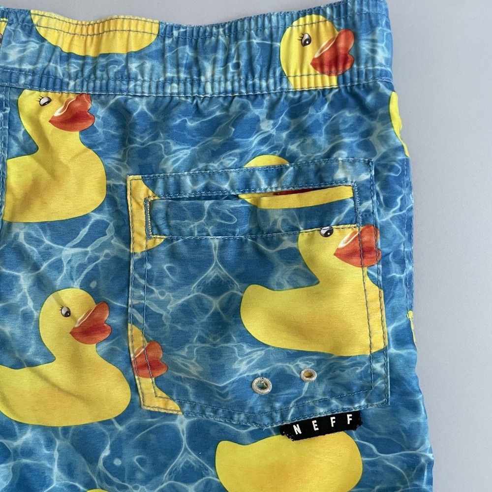 Neff Men's Swim Trunks Medium Rubber Duck Print Blue Yellow Board Shorts M - Picture 6 of 10